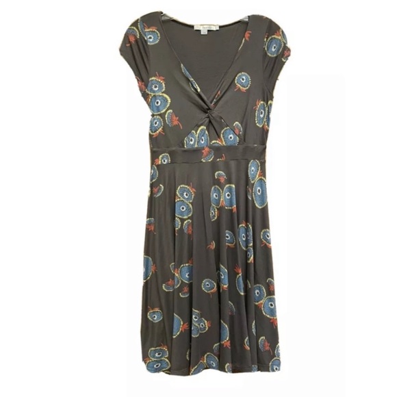 BODEN Gray Printed Seville Midi Dress Size 12 - Picture 2 of 5